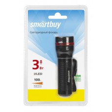 Светодиодный алюминиевый фонарь 3Вт Smartbuy 3AAA, черный 