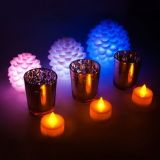 Набор декоративных свечей Feron FL112 c RGB (свечи-шишки) и янтарной (чайные свечи) LED подсветкой, по 3 шт.