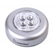 Светодиодный фонарь PUSH LIGHT 1 шт х 4 LED Smartbuy 3AAA, серебристый
