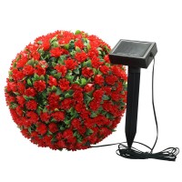 Светильник садово-парковый на солнечной батарее "Цветочный шар", красный, 20 LED (белый ), D 28 см , E5209, арт.06264